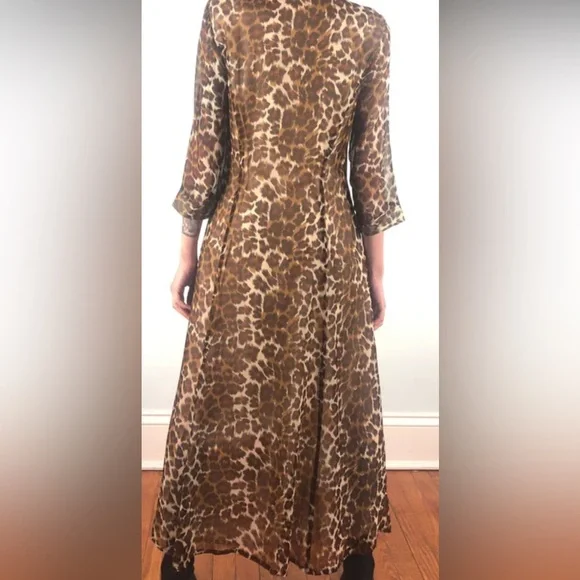Spiegel Animal Print 100%Silk Dress with Brown and Cream Tones - Picture 2 of 11